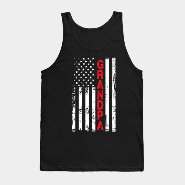 Grandpa Day Distressed Flag Dad Patriot Tank Top by stonefruit
